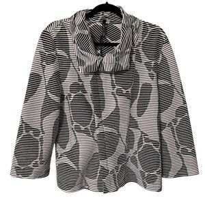 IC by Connie K Black & White Abstract Print Moto Jacket Womens XL